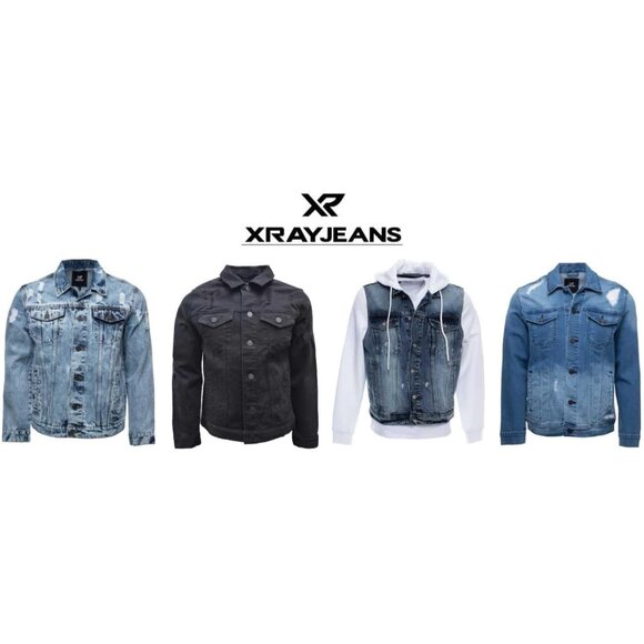 Mens Jet Black Denim Jacket Washed Ripped Distressed Stretch Casual Trucker - Picture 7 of 9